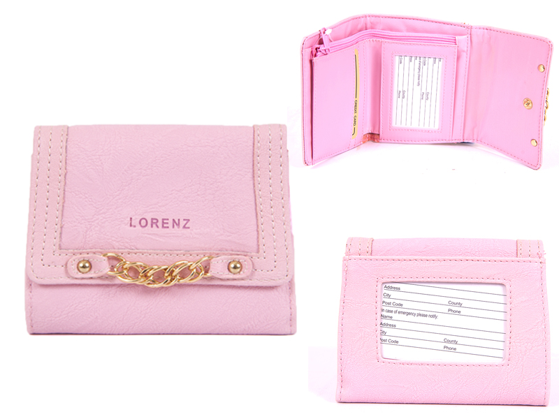 (image for) 7457 PINK PU PURSE WITH POPPERED FRONT & CHAIN DETAIL